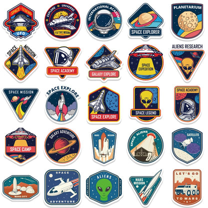 52PCS Cartoon Space Astronaut Pattern Doodle Stickers Exquisite Creative Fashion DIY Decorative Sticker Decals Suitable for Helmets, Skateboards, Guitars, Bags, Water Bottles, and Stationery Cases