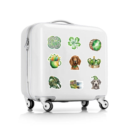 50PCS St. Patrick‘s Day Stickers, Cute Cartoon Shamrock, Leprechaun & Pot of Gold Doodles for Luck and Celebration
