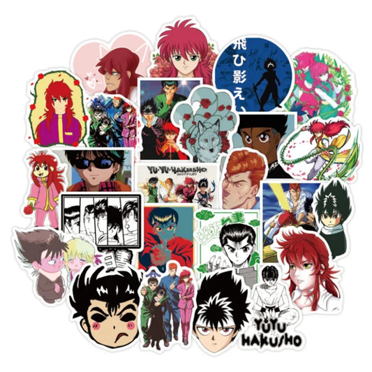 50PCS Yu Yu Hakusho Anime Doodle Stickers - Exquisite Character Merchandise Decals Suitable for Suitcases, Laptops, Skateboards, Water Bottles, and Stationery Cases