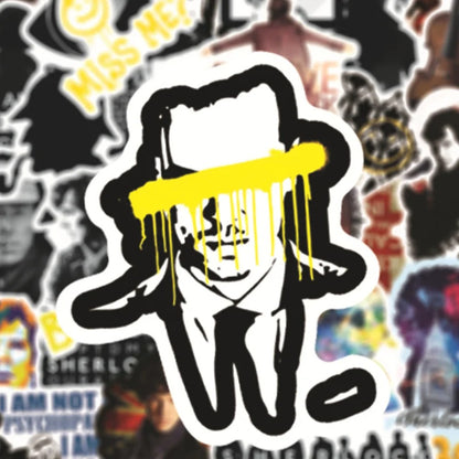50PCS Sherlock Cartoon Doodle Stickers for Notebooks, Mugs, Skateboards, Water Bottles, Stationery Boxes, and Beautiful Desktop Decor Decals