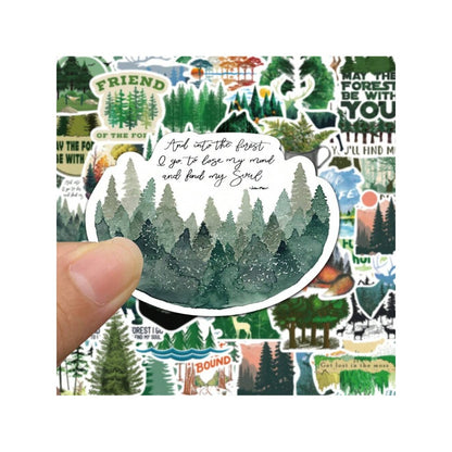 50PCS Outdoor Forest Animal Doodle Stickers Exquisite, Stylish, Creative DIY Journal Decorations Suitable for Helmets, Cars, Suitcases, Skateboards, Water Bottles, and Stationery Cases