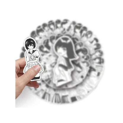 50PCS Black & White JK Uniform Cartoon Girl Doodle Stickers Exquisite DIY Creative Decorative Stickers for Notebooks Suitable for Cups, Suitcases, Refrigerators, Helmets, Guitars, and Stationery Boxes