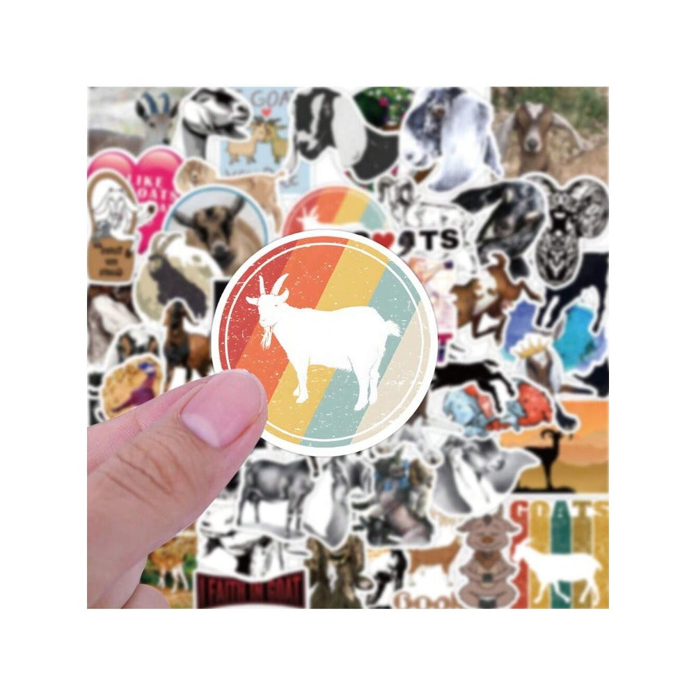 50PCS Cute Cartoon Animal Goat Doodle Stickers Exquisite Fashion Creative DIY Decorative Decals Perfect for Mugs, Helmets, Skateboards, Stationery Boxes, and Desktops
