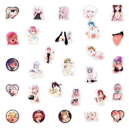 50PCS Anime Bunny Girl Stickers, Playful Cartoon Doodles with Ears for Pop Culture and Stylish Decor