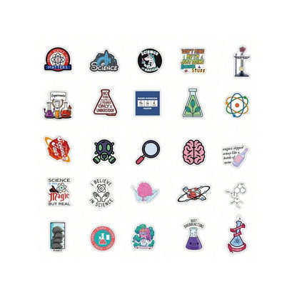 50PCS Fun Doodle Stickers for Laboratory Physics and Chemistry Experiments Perfect for Decorating Suitcases, Laptop Cases, Phone Cases, and Stationery Boxes