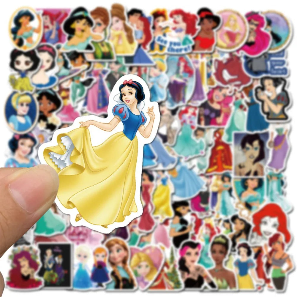 50PCS Cute Cartoon Princess Doodle Stickers Perfect for Suitcases, Laptops, Phone Cases, Skateboards, Water Bottles, Stationery Boxes Exquisite DIY Desktop Decor Decals