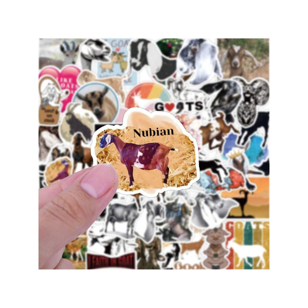 50PCS Cute Cartoon Animal Goat Doodle Stickers Exquisite Fashion Creative DIY Decorative Decals Perfect for Mugs, Helmets, Skateboards, Stationery Boxes, and Desktops