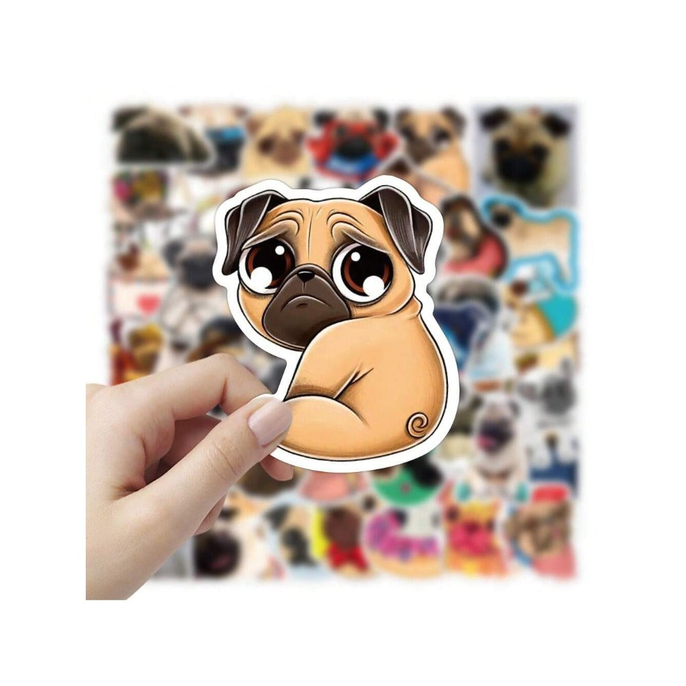 50-Piece Cartoon Cute Shar-Pei Dog Doodle Stickers Exquisite Creative DIY Decorative Stickers for Notebooks Suitable for Fridges, Skateboards, Cups, Helmets, Stationery Boxes, and Desktops