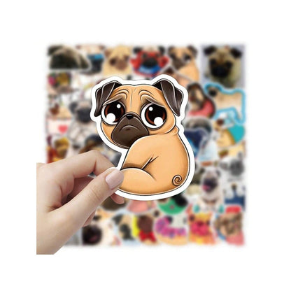 50-Piece Cartoon Cute Shar-Pei Dog Doodle Stickers Exquisite Creative DIY Decorative Stickers for Notebooks Suitable for Fridges, Skateboards, Cups, Helmets, Stationery Boxes, and Desktops