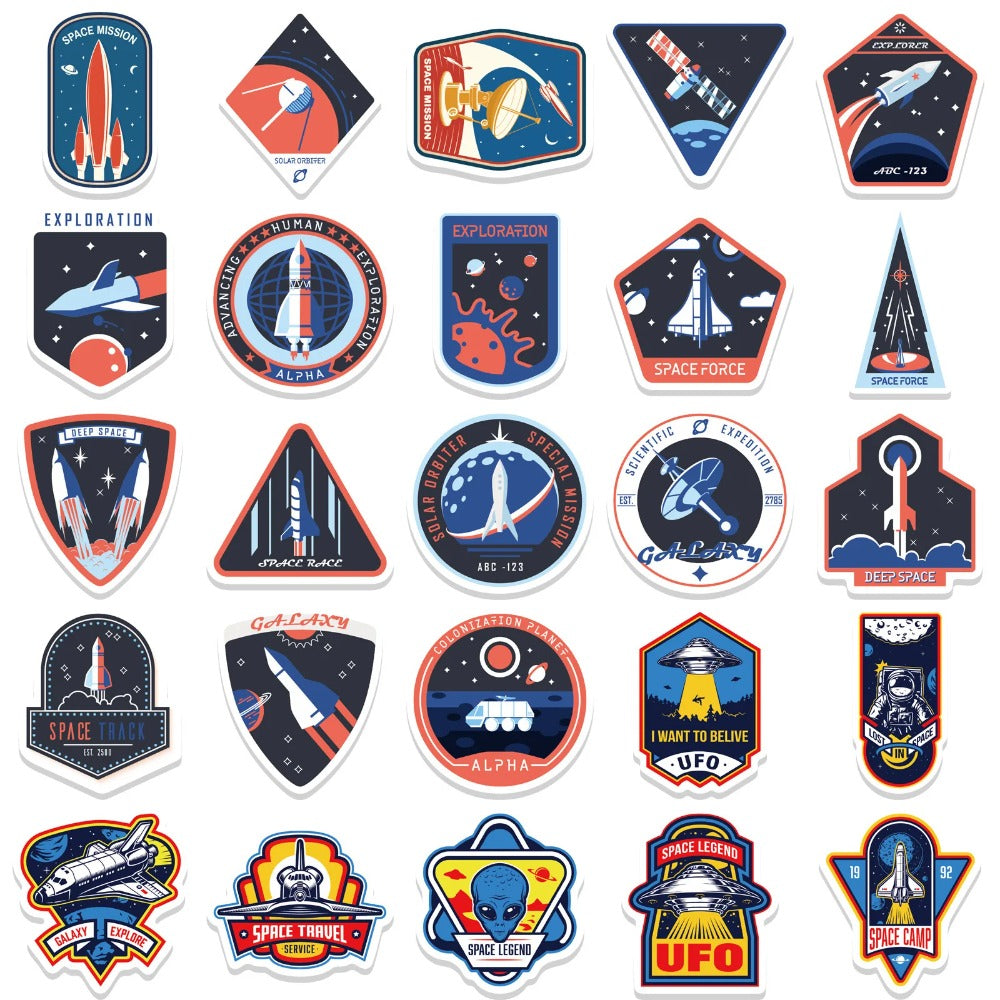 52PCS Cartoon Space Astronaut Pattern Doodle Stickers Exquisite Creative Fashion DIY Decorative Sticker Decals Suitable for Helmets, Skateboards, Guitars, Bags, Water Bottles, and Stationery Cases