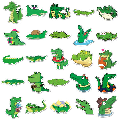 50PCS Cute Cartoon Crocodile Animal Doodle Stickers Exquisite and Stylish DIY Creative Decorations Perfect for Notebooks, Laptops, Refrigerators, Bags, Skateboards, and Stationery Boxes