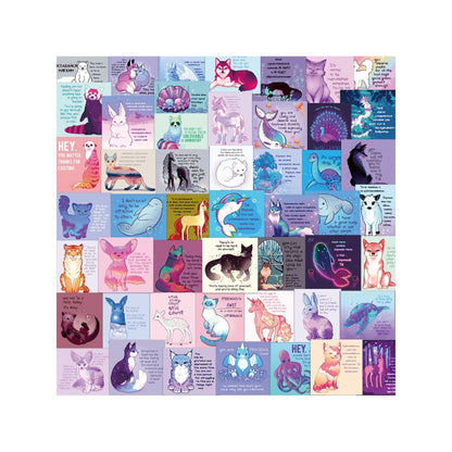 110PCS Cartoon Motivational English Animal Doodle Stickers Exquisite Creative Journal Decals Perfect for Desks, Computers, Phones, Skateboards, Stationery Cases, and Table Tops