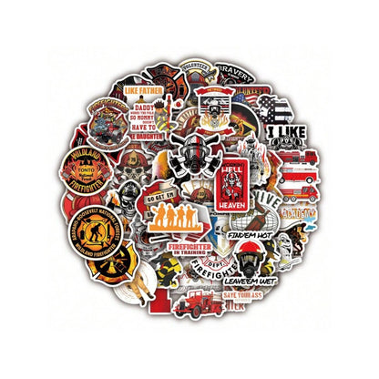 50PCS Cartoon Fire Hero Firefighter Decorative Style Graffiti Stickers Exquisite, Fashionable, Creative DIY Journal Decorative Decals Suitable for Mugs, Helmets, Skateboards, Pencil Cases