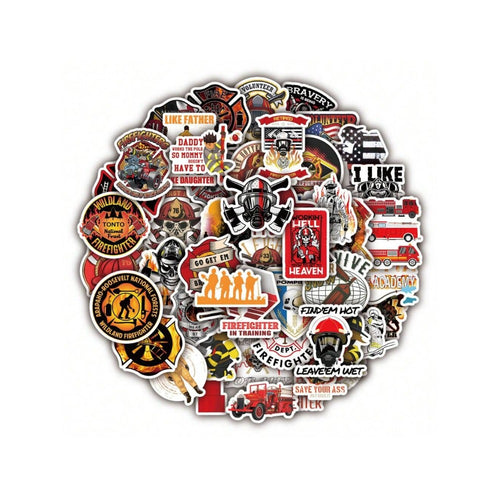 50PCS Cartoon Fire Hero Firefighter Decorative Style Graffiti Stickers Exquisite, Fashionable, Creative DIY Journal Decorative Decals Suitable for Mugs, Helmets, Skateboards, Pencil Cases