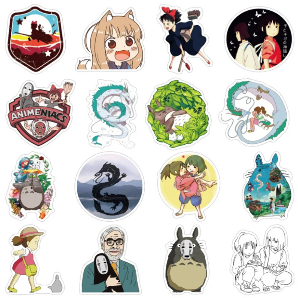 50PCS Adorable Spirited Away Anime Doodle Stickers for Skateboards, Laptops, Water Bottles, Stationery Cases, and Creative Journaling