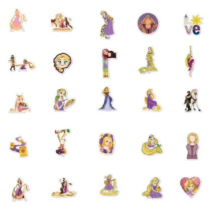 50PCS Animated Movie Princess Girls Cartoon Doodle Stickers for Suitcases, Laptops, Skateboards, Water Bottles, and Stationery Cases