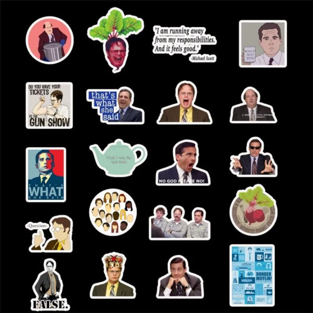 50PCS Office-Themed Doodle Stickers for Helmets, Refrigerators, Laptops, Suitcases, Travel Bags, Stationery Boxes, and More Perfect DIY Decor for Notebooks and Diaries