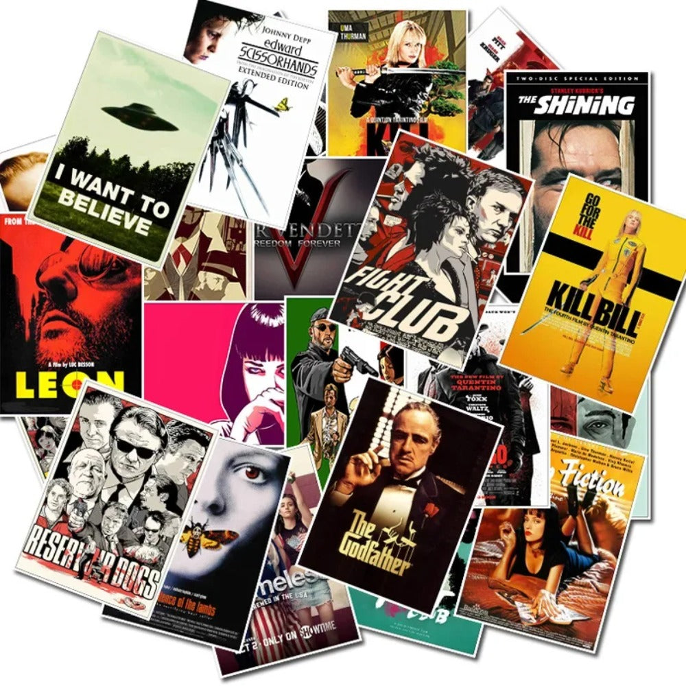 25-Piece Classic Movie Poster Series Doodle Stickers Perfect for luggage, phone cases, water bottles, skateboards, pencil cases, and desktop decorations.