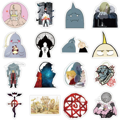 50PCS Fullmetal Alchemist Anime Doodle Stickers Perfect for Suitcases, Laptop Cases, Phone Cases, Skateboards, Stationery Boxes Exquisite Desktop Decorative Decals