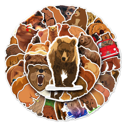 50PCS Hygge Bear Stickers - Cozy Forest Doodle Decals for Cabin Journals, Mindfulness Logs & Slow Living Adventure Kits