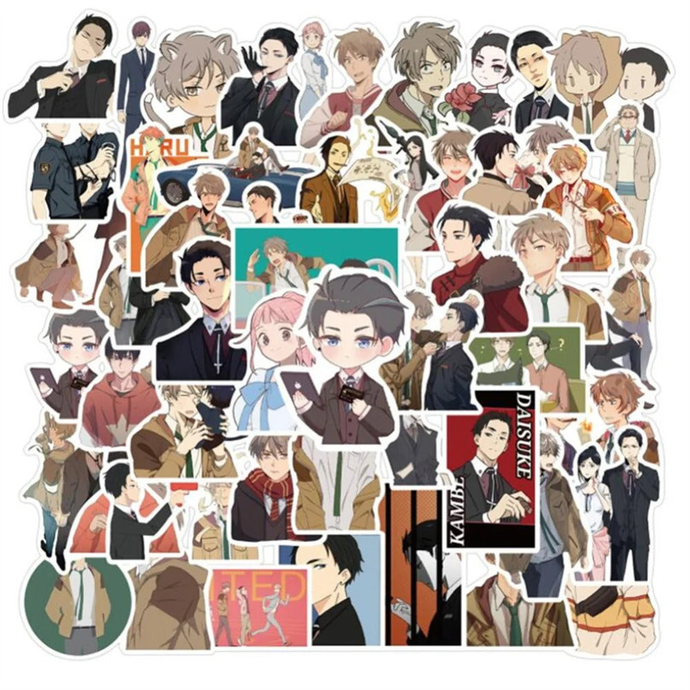 50PCS Cartoon Wealthy Detective Anime Character Doodle Stickers Exquisite, Fashionable, Creative DIY Journal Decorative Decals Suitable for Mugs, Helmets, Skateboards, and Stationery Boxes