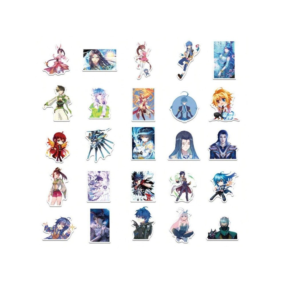 50PCS Cartoon Anime Douluo Continent Doodle Stickers Exquisite and Stylish DIY Decorative Stickers for Notebooks Suitable for Bags, Notebooks, Skateboards, Water Bottles, Helmets, Guitars, and Stationery Boxes