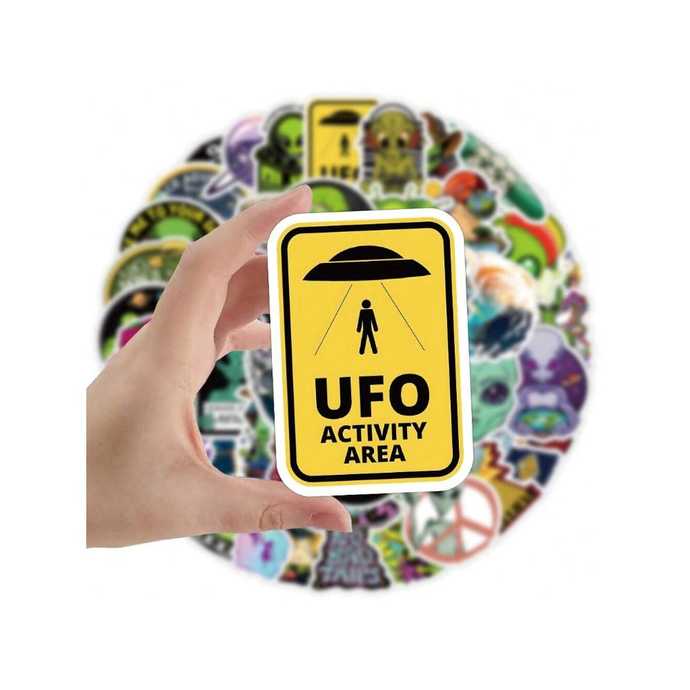 50PCS Cartoon Alien Fashion Graffiti Stickers Exquisite Creative DIY Journal Decorative Decals Suitable for Skateboards, Laptops, Helmets, Guitars, and Stationery Boxes