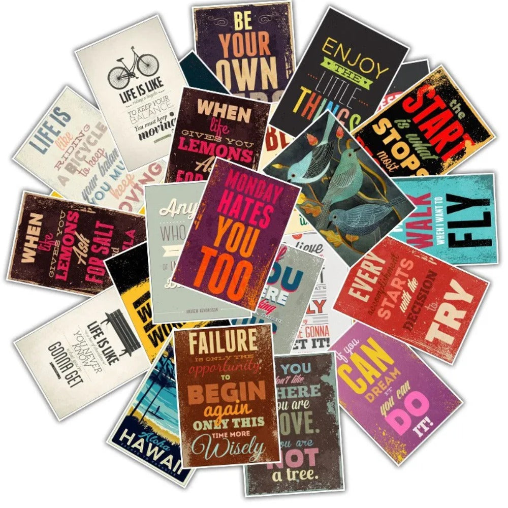 25-Piece Motivational Quotes Sticker Set Perfect for luggage, laptops, skateboards, water bottles, pencil cases, and desktop decor