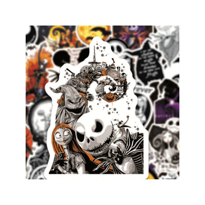 50PCS Halloween Spooky Jack-o'-Lantern Graffiti Stickers for Suitcases, Skateboards, Water Bottles, Refrigerators, Helmets - Creative DIY Decorative Decals