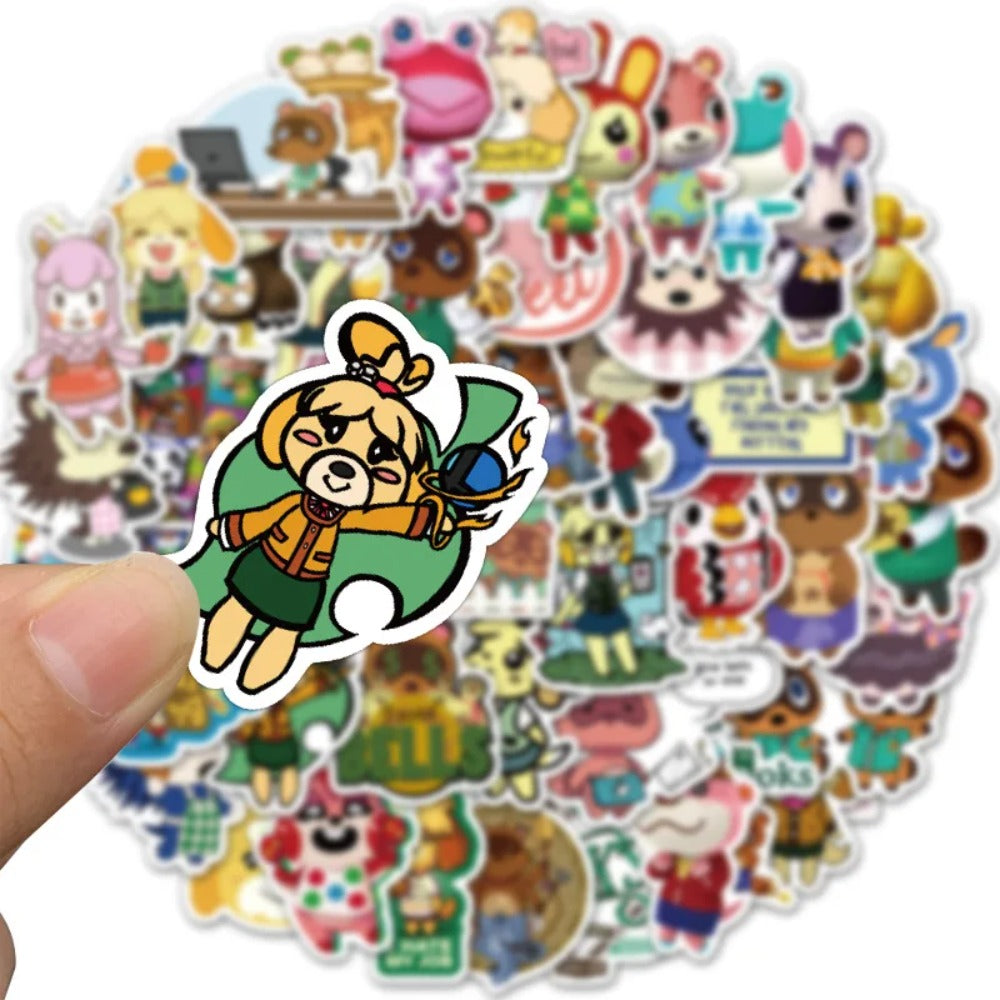 50PCS Animal Crossing Inspired Stickers - Chill Island Life Doodle Decals for Planners, Switch Consoles & Cozy Gaming Merch Collection