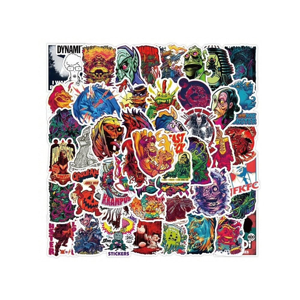 50PCS Cartoon Beast Doodle Stickers - Exquisite, Stylish, and Creative DIY Decorative Decals for Notebooks, Skateboards, Guitars, Laptops, and Stationery Cases