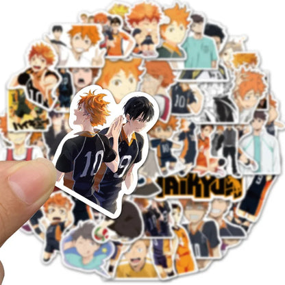 50PCS Haikyu!! Inspired Volleyball Stickers - Anime Sports Doodle Decals for Water Bottles, Laptops & Fan Merch Collection