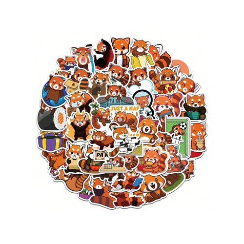 50PCS Cartoon Cute Raccoon Doodle Stickers Exquisite, Fashionable, Creative DIY Decorative Sticker Art Perfect for Notebooks, Refrigerators, Skateboards, Suitcases, Laptops, Stationery Boxes, and Desktops
