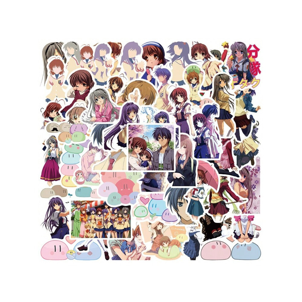 50PCS Classic Japanese Romance Anime CLANNAD Character Doodle Stickers Perfect for Suitcases, Laptops, Phone Cases, Stationery Boxes, and Desktop Decor