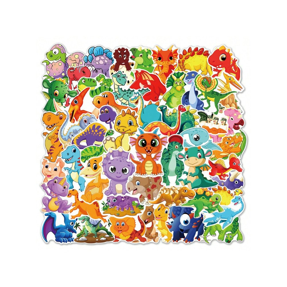 60PCS Cute Cartoon Dinosaur Doodle Stickers Exquisite, Fashionable, Creative DIY Decorative Decals Perfect for Notebooks, Refrigerators, Helmets, Guitars, Water Bottles, Skateboards, and Stationery Boxes