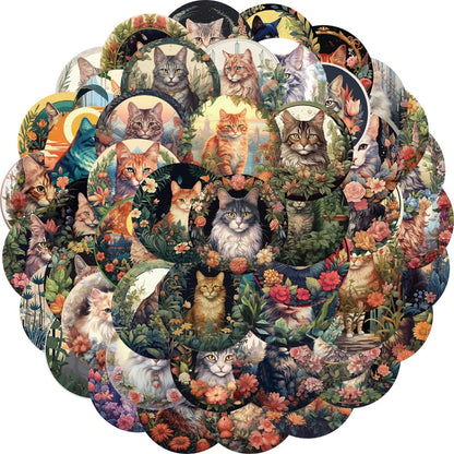 50PCS Purr Post Stickers - Feline Postal Service Decals for Secret Message Journals, Cross-Reality Mail Art & Epistolary Worldbuilding