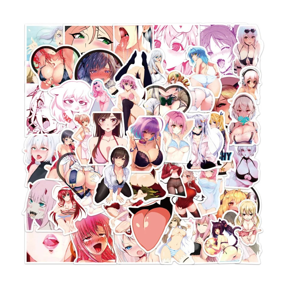50PCS Anime Bunny Girl Stickers, Playful Cartoon Doodles with Ears for Pop Culture and Stylish Decor