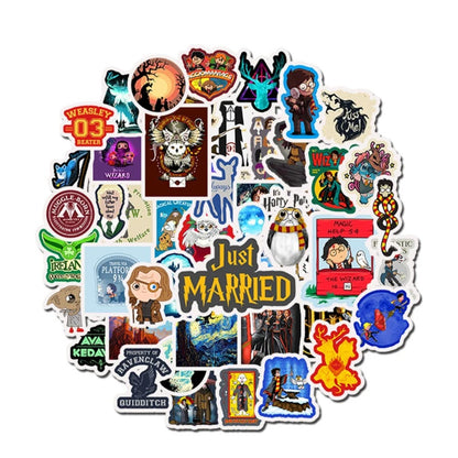 50PCS Cartoon Harry Potter Movie Character Doodle Stickers for Suitcases, Guitars, Water Bottles, Helmets, Stationery Boxes, and Desktop Decor