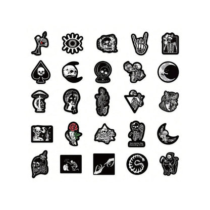 50PCS Cartoon Gothic Devil Black & White Punk Graffiti Stickers Exquisite Fashion Creative DIY Journal Decorative Decals Suitable for Skateboards, Guitars, Helmets, Bags, Stationery Cases
