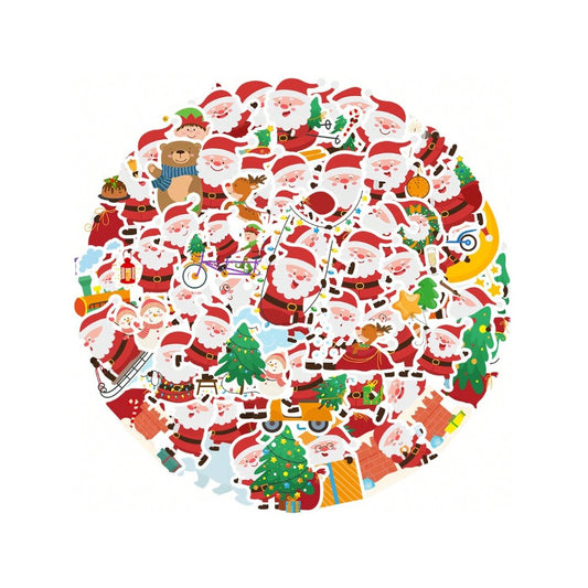 50PCS Cartoon Santa Claus Doodle Stickers Exquisite, Stylish, and Creative DIY Decorative Decals for Notebooks Perfect for Suitcases, Desks, Laptops, and Stationery Boxes