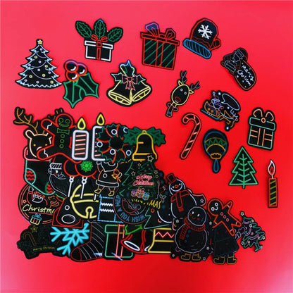 50PCS Christmas Decoration Elements Doodle Stickers for Helmets, Laptops, Water Bottles, Skateboards, Stationery Boxes, and Desktop Decor