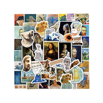 50PCS Vintage Art Van Gogh Graffiti Stickers Exquisite, Fashionable & Creative DIY Trend Stickers Perfect for Journaling, Fridge, Water Bottles, Helmets, Skateboards, Guitars & Stationery Boxes