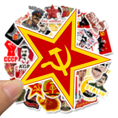 50PCS Art Illustration Retro Red WWII Series Decorative Style Graffiti Stickers Exquisite Fashion Creative DIY Decorative Decals Suitable for Mugs, Helmets, Skateboards, Pencil Cases, and Desktops