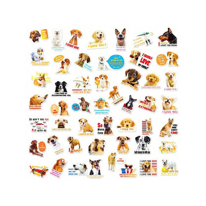 50PCS Cartoon Cute Puppy Animal Doodle Stickers Exquisite Creative DIY Journal Decorative Decals Suitable for Luggage, Refrigerator, Laptop, Stationery Box