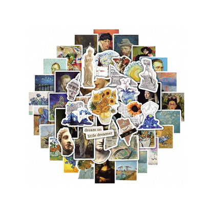 50PCS Vintage Art Van Gogh Graffiti Stickers Exquisite, Fashionable & Creative DIY Trend Stickers Perfect for Journaling, Fridge, Water Bottles, Helmets, Skateboards, Guitars & Stationery Boxes