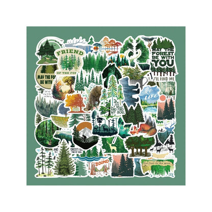 50PCS Outdoor Forest Animal Doodle Stickers Exquisite, Stylish, Creative DIY Journal Decorations Suitable for Helmets, Cars, Suitcases, Skateboards, Water Bottles, and Stationery Cases