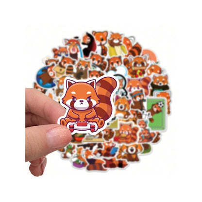 50PCS Cartoon Cute Raccoon Doodle Stickers Exquisite, Fashionable, Creative DIY Decorative Sticker Art Perfect for Notebooks, Refrigerators, Skateboards, Suitcases, Laptops, Stationery Boxes, and Desktops