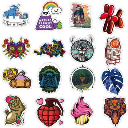 50PCS Black Classic Cartoon Doodle Stickers for Suitcases, Guitars, Skateboards, Water Bottles, Stationery Boxes, and Desktop Decor