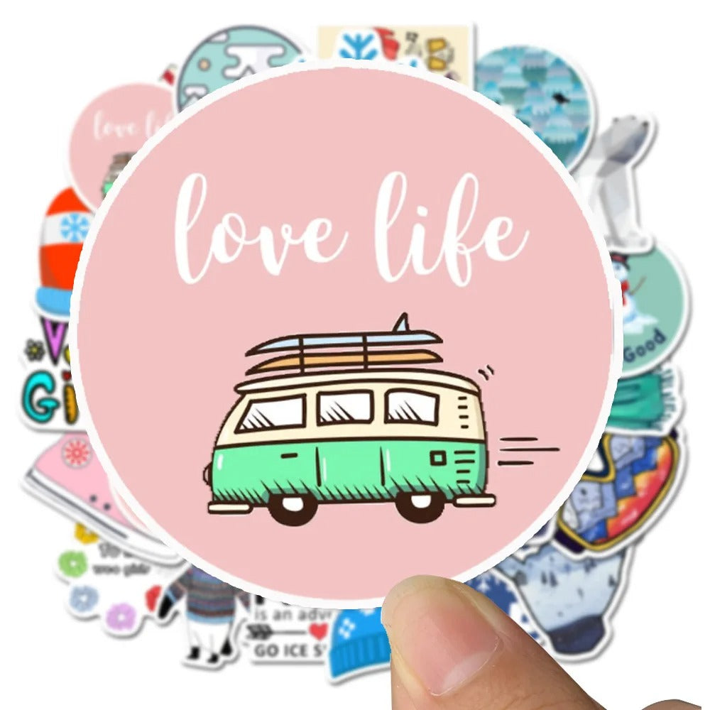 50PCS Cute Cartoon Doodle Stickers Pack, Aesthetic Vinyl Decals for Journal, Laptop, Phone, Water Bottle