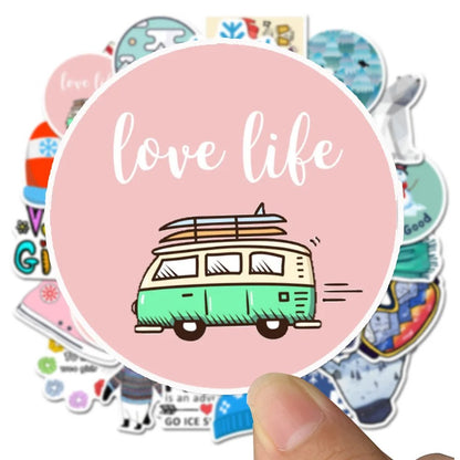 50PCS Cute Cartoon Doodle Stickers Pack, Aesthetic Vinyl Decals for Journal, Laptop, Phone, Water Bottle